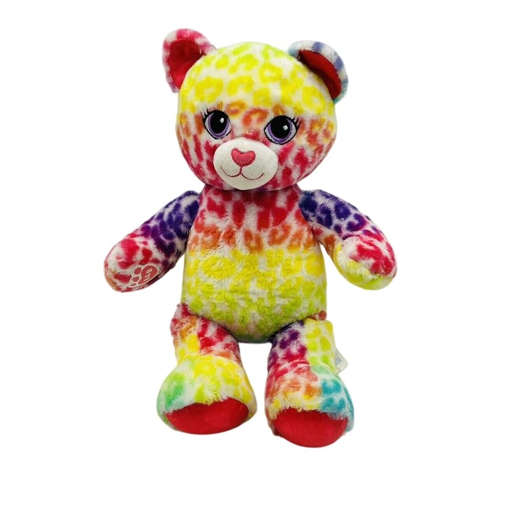 Build A Bear Plush Leopard Cheetah Rainbow Neon Stuffed Animal